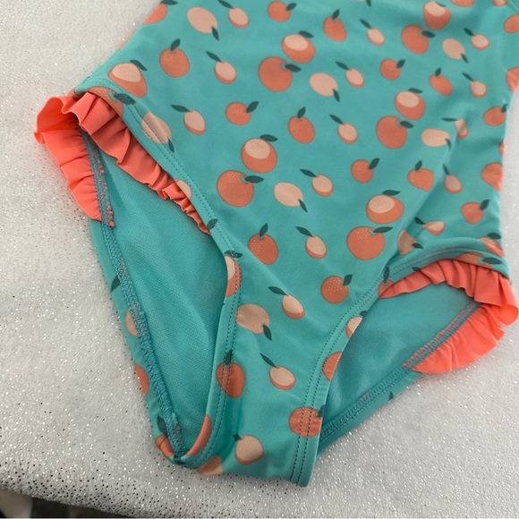 CAT & JACK Toddler Girls “Peaches” Ruffled One Piece Swim Suit - Picture 3 of 8